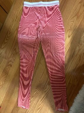 Marine Serre Pink Swirl Leggings with Branded Waistband